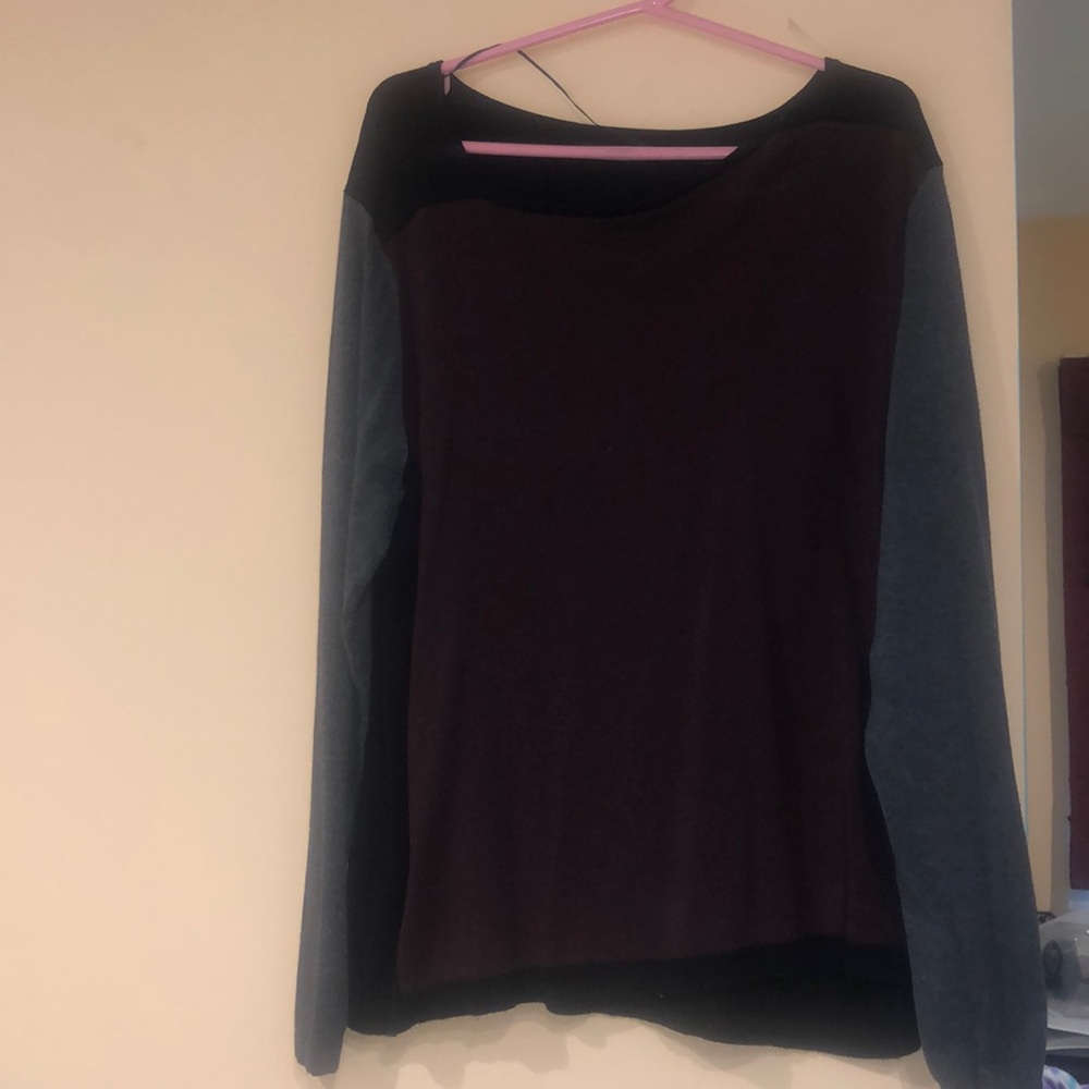 OVS large maroon multicolor long sleeve shirt
